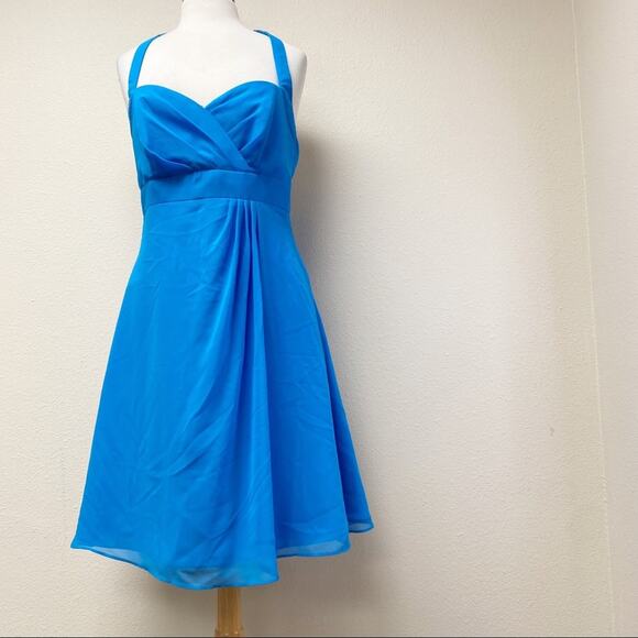 Alfred Angelo Blue Bridesmaid mini Dress Size 8 - Picture 1 of 6